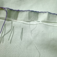 Purple embroidery was added to the front edge of the ruffle strip.